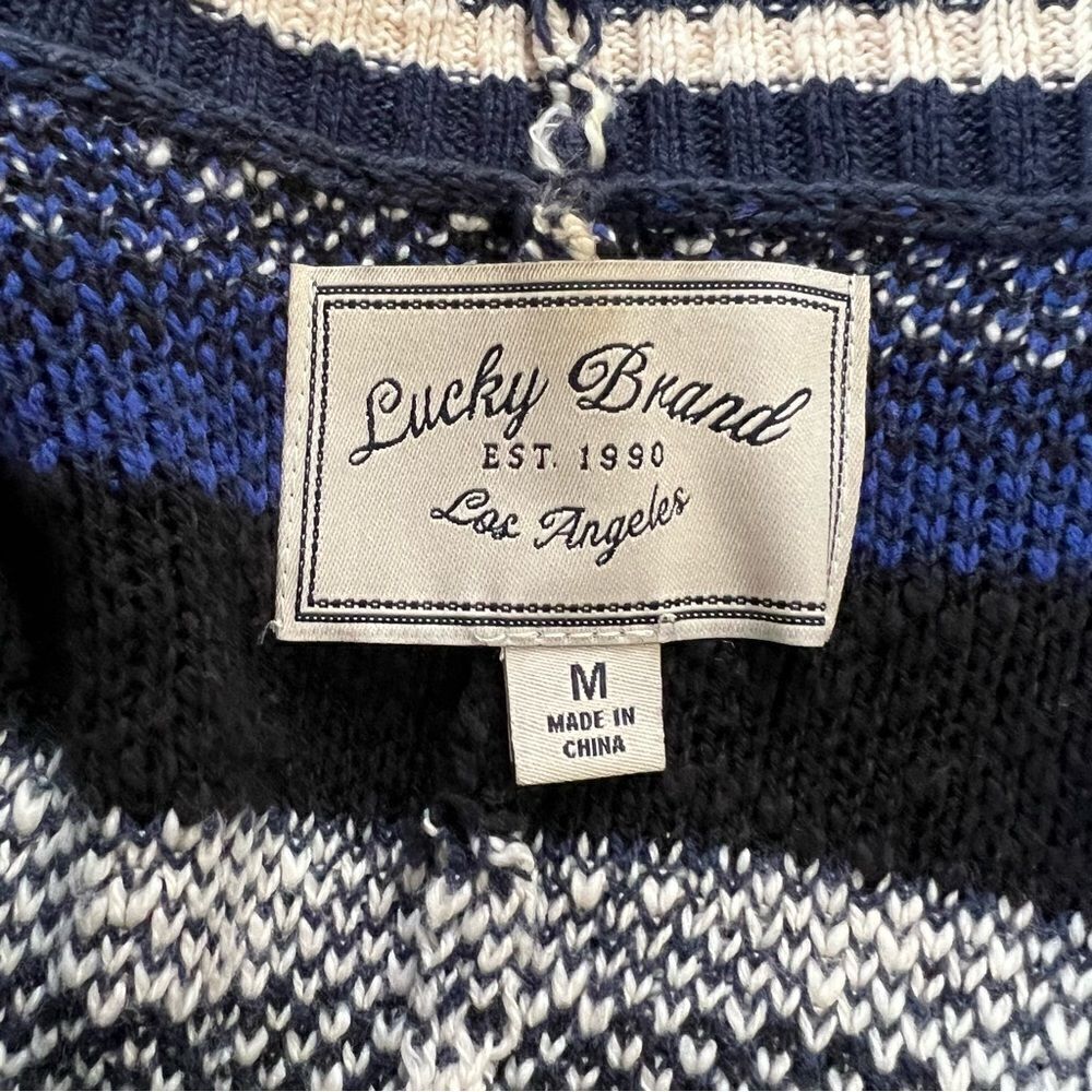 Lucky Brand Blue/Black Open‎ Front Boho Cardigan - M - Picture 13 of 14